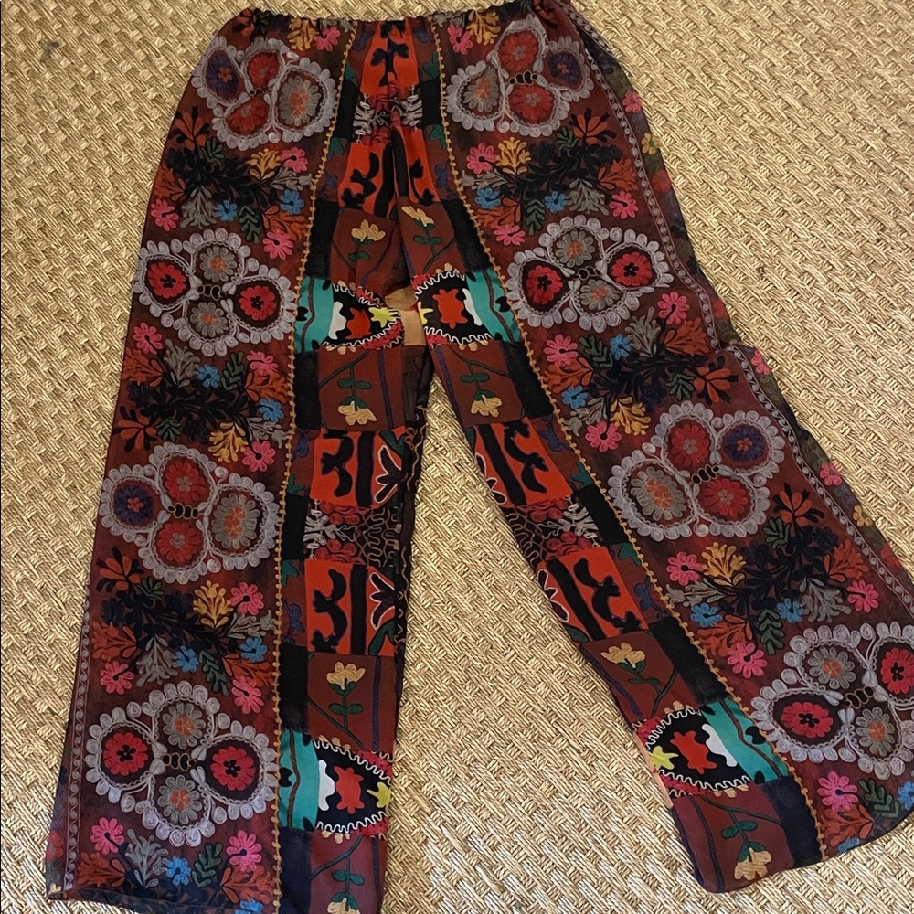 Viviana Multicolor Floral Wide Leg Pants XL - Picture 6 of 6
